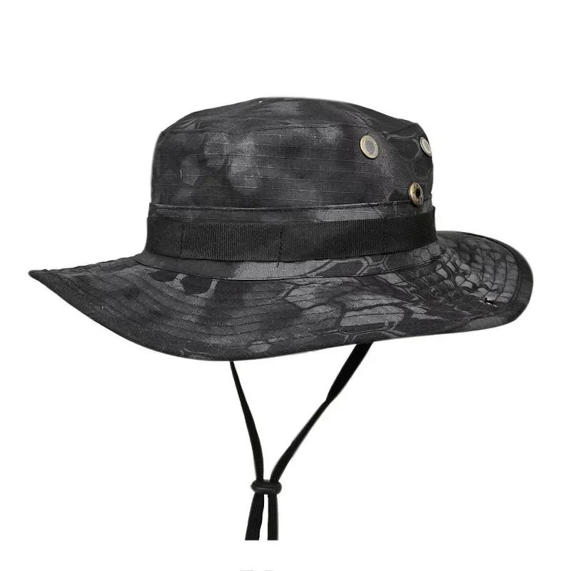 보호 햇빛가리개 전술 버킷 야외 하이킹 자외선 차단 정글 모자, 부니 여름 모자, 스포츠 군사 위장